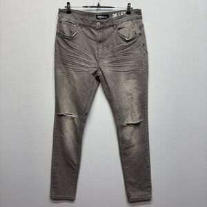 Serenede Men Fitted Denim Jeans Size 36 Gray Distressed C127 -28